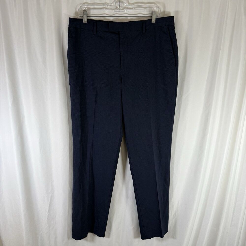 Banana Republic Standard Fit Pants Men's 34x32 Blue Plaid Flat Front Office